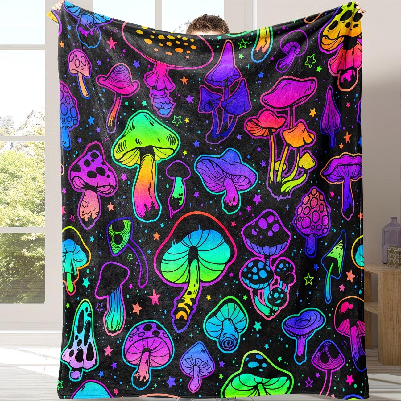 Rainbow Mushroom Blanket Soft Comfortable Fleece Throw School Dorm Office Nap Warm Cozy Gift Bedding Sofa Bed Camping Blanket 75cmx90cm