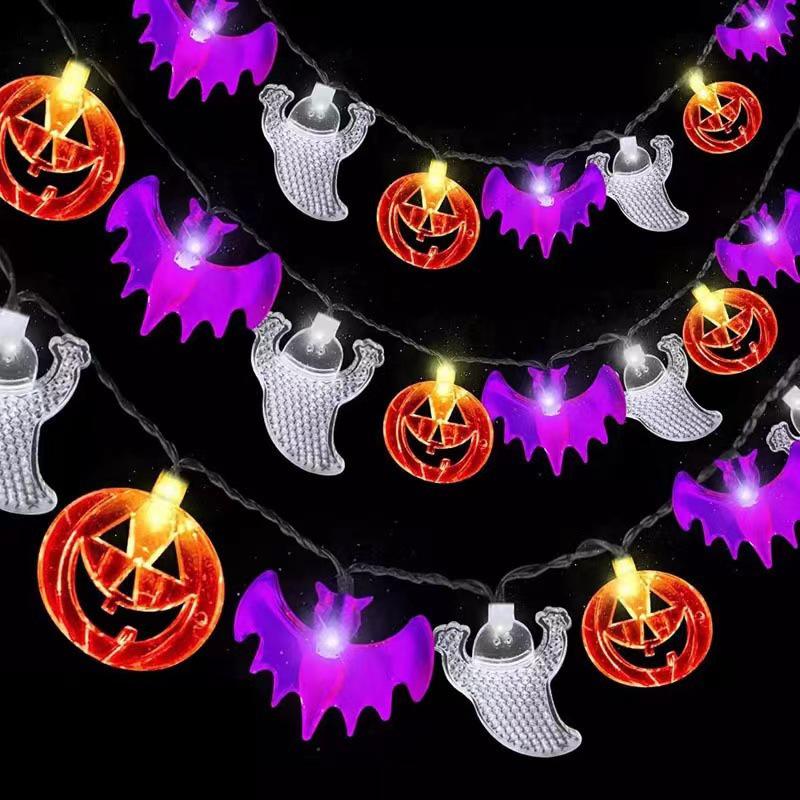 Halloween LED String Lights: Pumpkin, Spider, Skull, Ghost & Bat Decor for Party & Bar