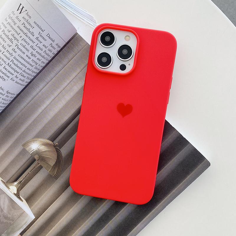 Matte Candy Color Love Heart Soft TPU Case For iPhone 14 13 12 11 Pro Xs Max 8 7 Plus X Xr SE Frosted Back Cover Silicone Shell