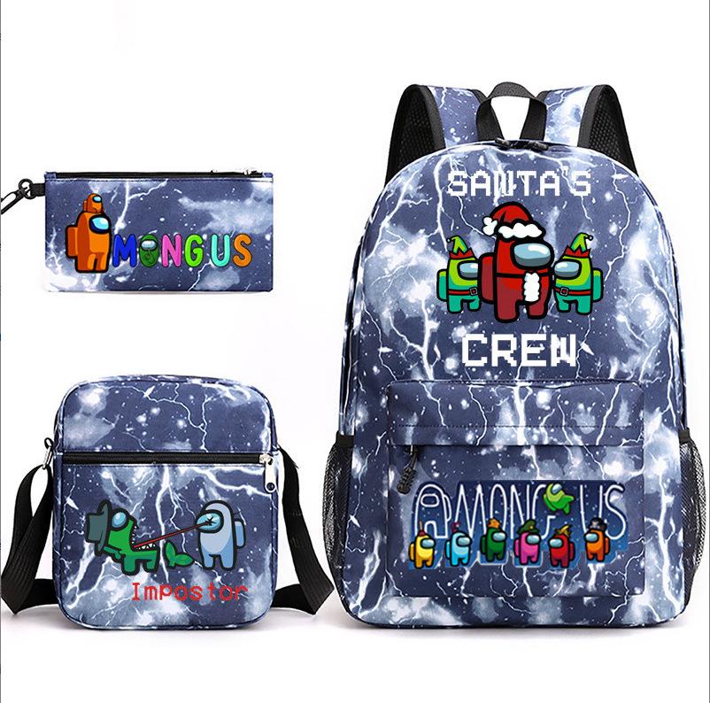 Football Star Teenager Student Schoolbag Ronaldo Pattern Three-Piece Backpack