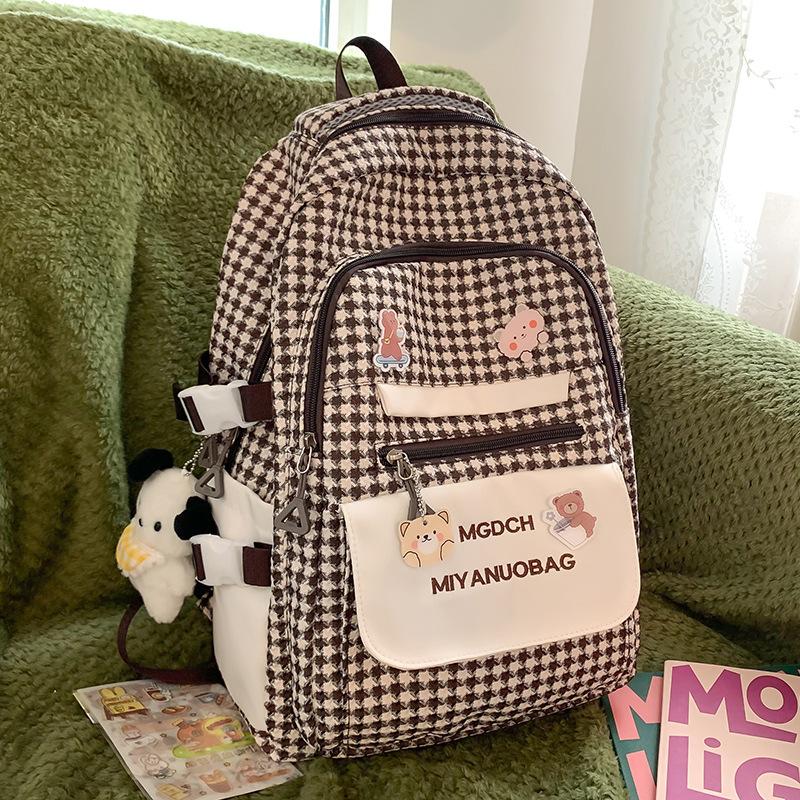 School Bag Children Elementary School Girls Plaid Middle School Students No High Quality Fashion Junior High School Backpack
