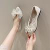 Bow Pearl One Pedal Pointed Single Shoes Women's 2025 Spring New Xiaoxiangfeng Flat Bottom Korean Version Doudou Shoes Women