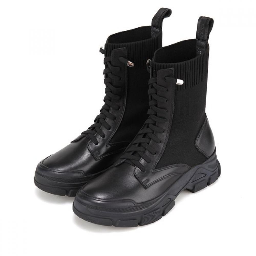 Barbara 4cm Worker Boots Leather Stretch Fabric Bbi870bk 250mm