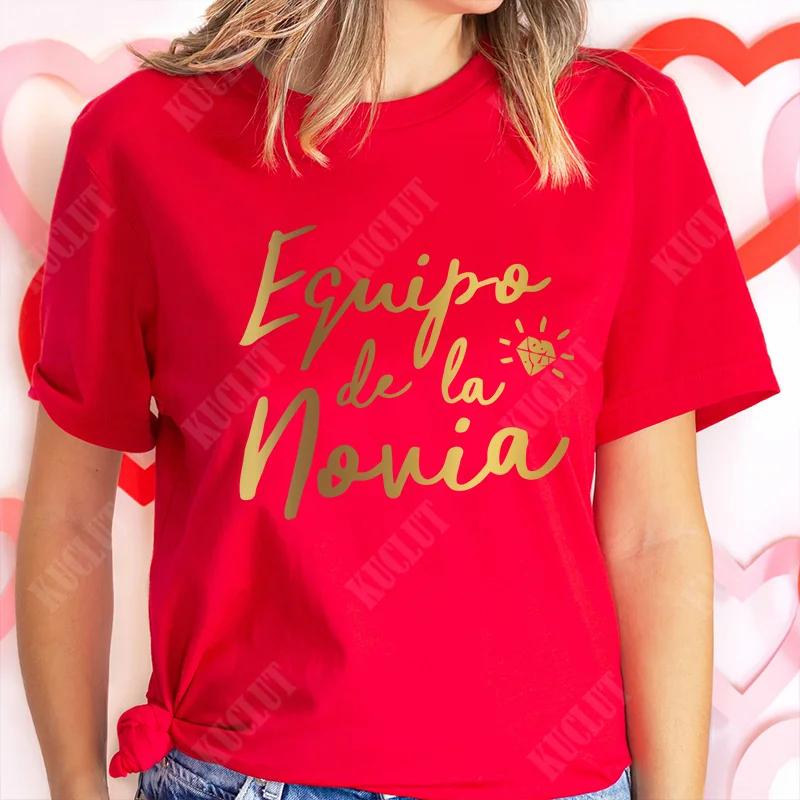 Girl Team Bride Squad T-shirt Spanish Women Bachelorette Hen Party Tee Shirt Bridal Wedding Single Farewell Short Sleeve Tops