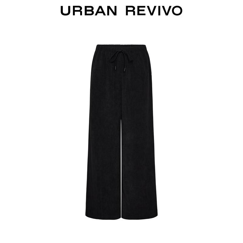 UR 2025 Autumn Women's Textured Drawstring Wide-Leg Pants
