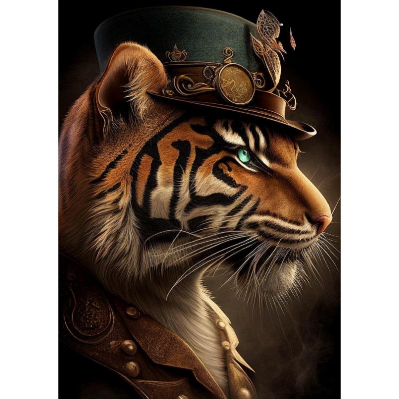 Steampunk Animals Cheetah Panda Rabbit Tiger Cat Canvas Painting Nordic Posters Print Wall Art for Living Room Home Decor