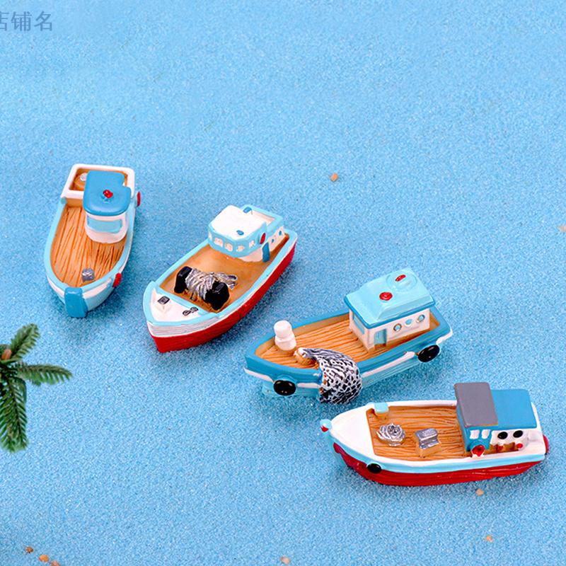 Bateau Yacht Mer Méditerranée Modèle Figurine Ornement d'Aquarium Artisanat Décor Miniature Maison Décoration Jardin de Fées Accessoires DIY
