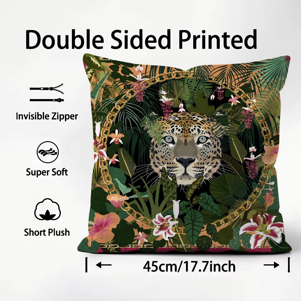 Animals Classical Cushion Cover Plush Fabric Soft DoubleSided Printed Sofa Warm Winter Home Child Gift Pillow Case