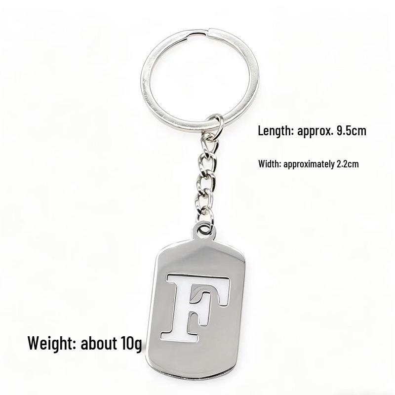 Pendentif Porte-clés 26 Lettres en Acier Inoxydable Creux - Polyvalent pour Sac à Dos, Voiture, Plaque Militaire