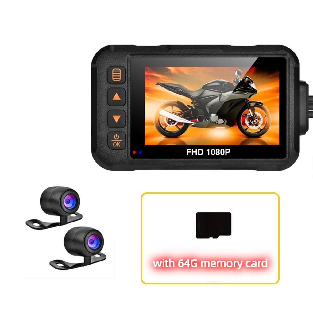 3-inch Motorcycle Dashcam, Waterproof, 720P Front Camera, 480P Rear Camera, Loop Recording, High-definition Night Vision Car Recorder