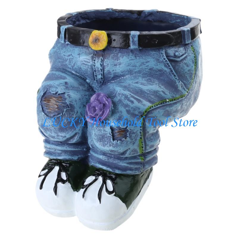 J0MC Jeans Planter Resin Jeans Shaped Flower Pots for Office Desk Decorations