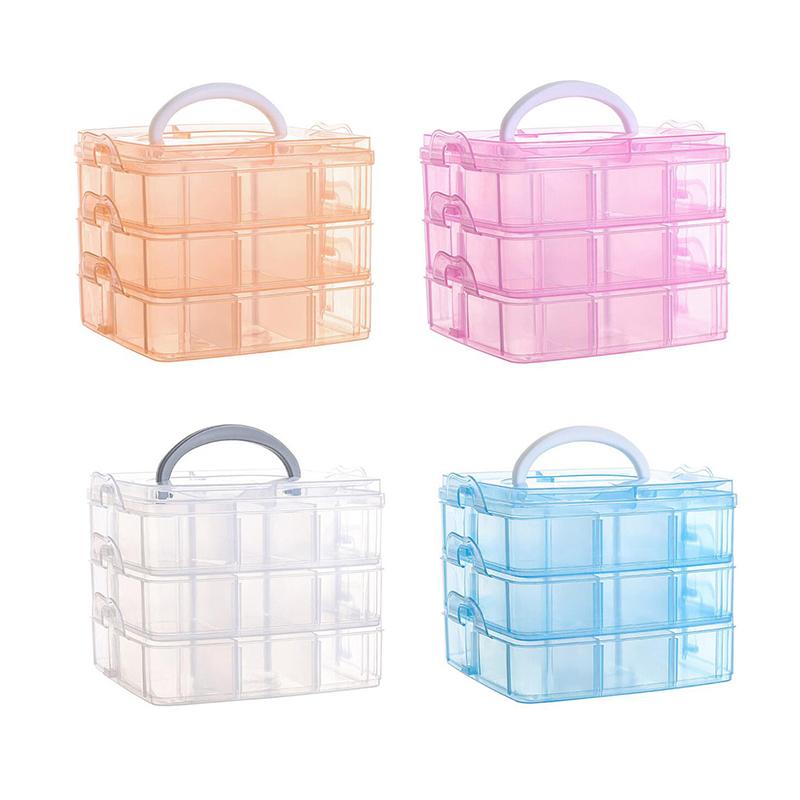 18 Grids Plastic Adjustable Storage Case Box  3 Layer Beads Jewelry Container