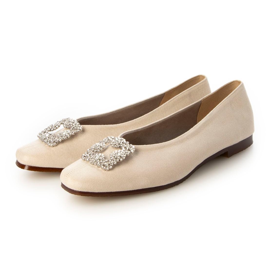 

IK Plus Center Seam Flat Pumps, 2025-55, Women s, Ivory Suede, Size 24.5cm, 3E