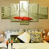 5 Pieces Canvas Wall Arts Vintage Paris Street With Eiffel Tower Canvas Art In Bedroom Home Decor Pictuer Printing Interior Arts