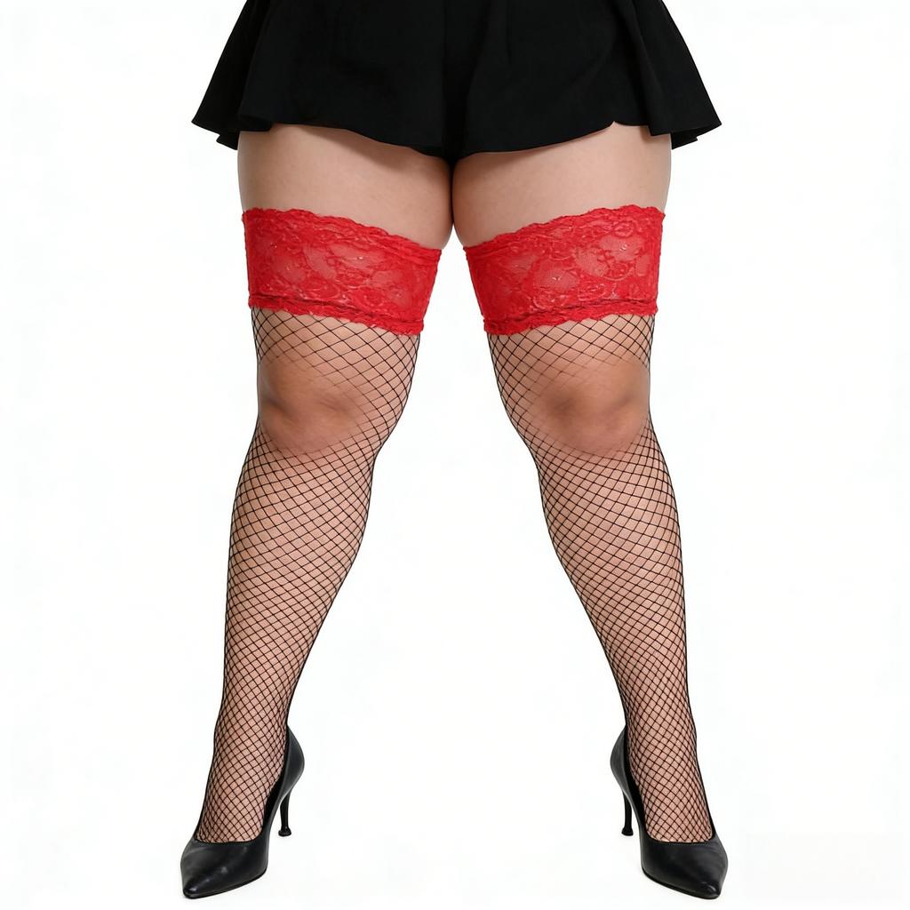 Plus Large Woman Fishnet Stockings Net Elastic Non-Slip Modified Leg Shape Trendy