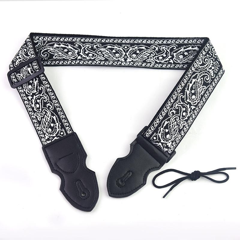 Adjustable Guitar Strap Embroidered Print Ethnic Style Guitar Strap For Folk Electric Guitar Bass Ukulele Guitar Accessories