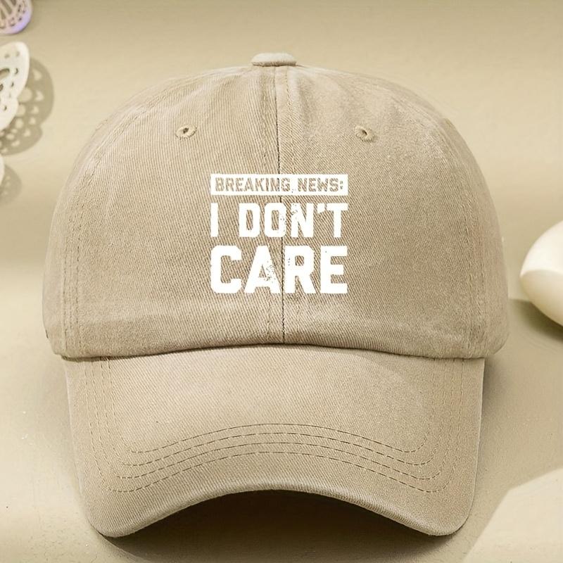 I DON'T CARE Letter Printed Hat, Old Dad Hat, Men's and Women's Baseball Cap, Sun Hat, Outdoor Driver's Hat, Sun Hat