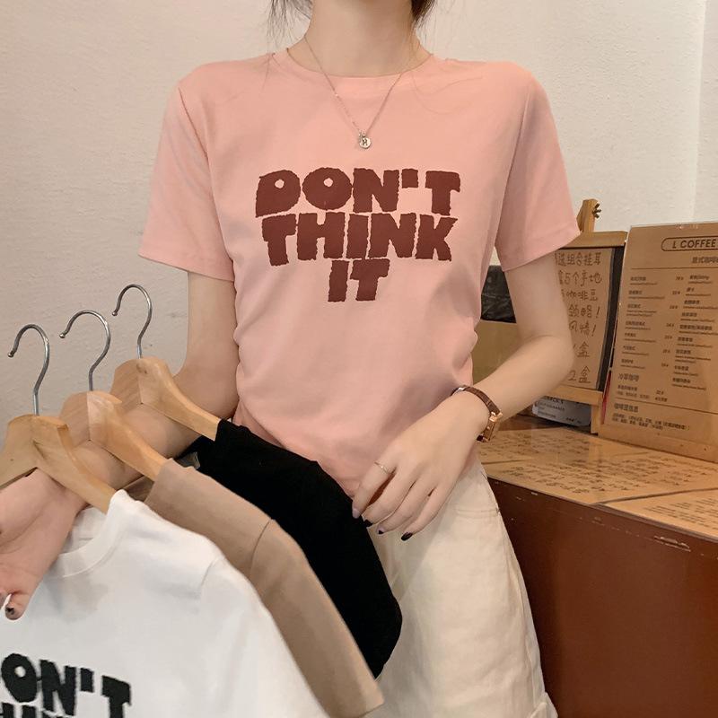 

Women s New Summer Niche Design Pink Letter Printed T-shirt Top S