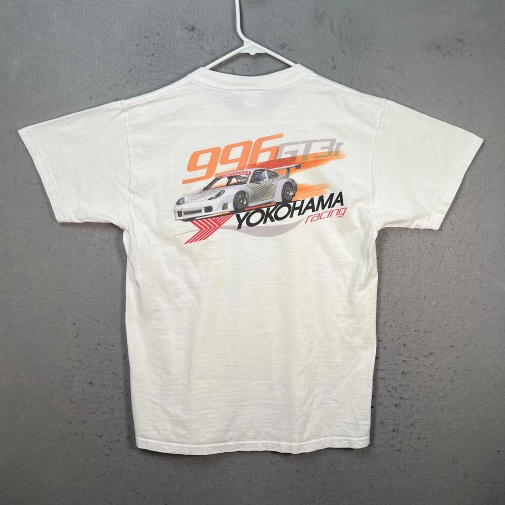 Vintage Yokohama Racing Porsche 996 GT3 T-Shirt Weiß Größe Medium USA Hergestellt