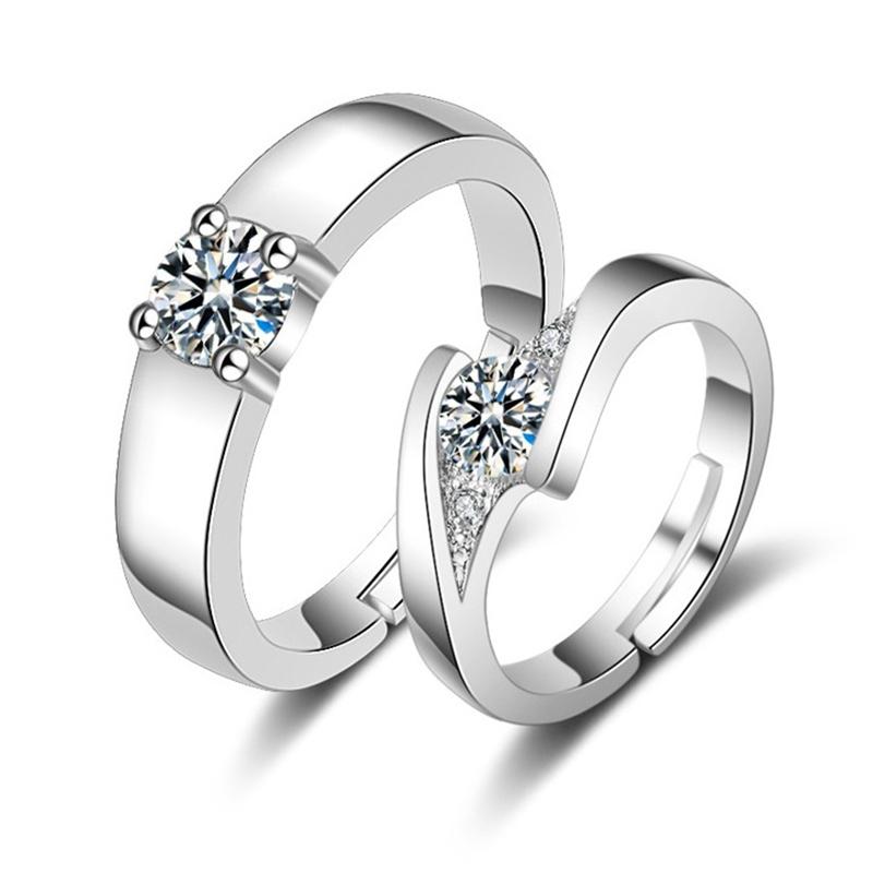 Classic Couple Rings For Men Women CZ Stone Trendy Wedding Lovers' Ring Jewelry Romantic Valentine's Day Present Ring Accessory