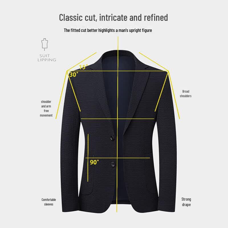 ROMON Men's Flat Lapel Versatile Casual Blazer