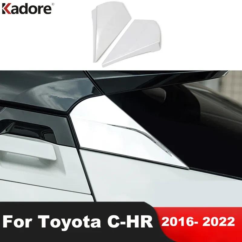 For Toyota CHR C-HR 2016-    Chrome Rear Window Spoiler Wing Cover Trim C Pillar Frame Trims Car Accessories2pcs