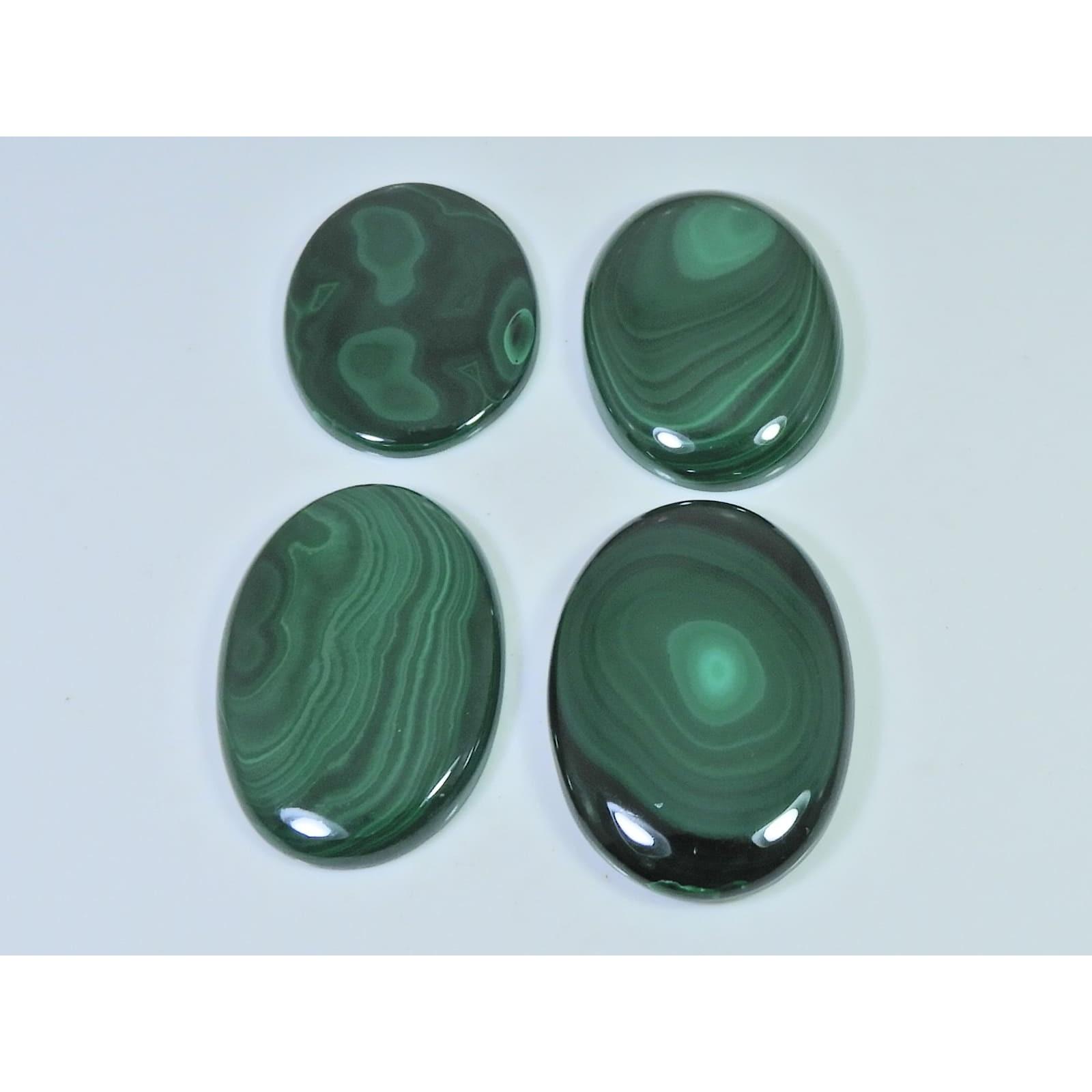 

290Cts. Natural Malachite Oval Shape Cabochon Loose Gemstone 4Pcs Lot C-2107