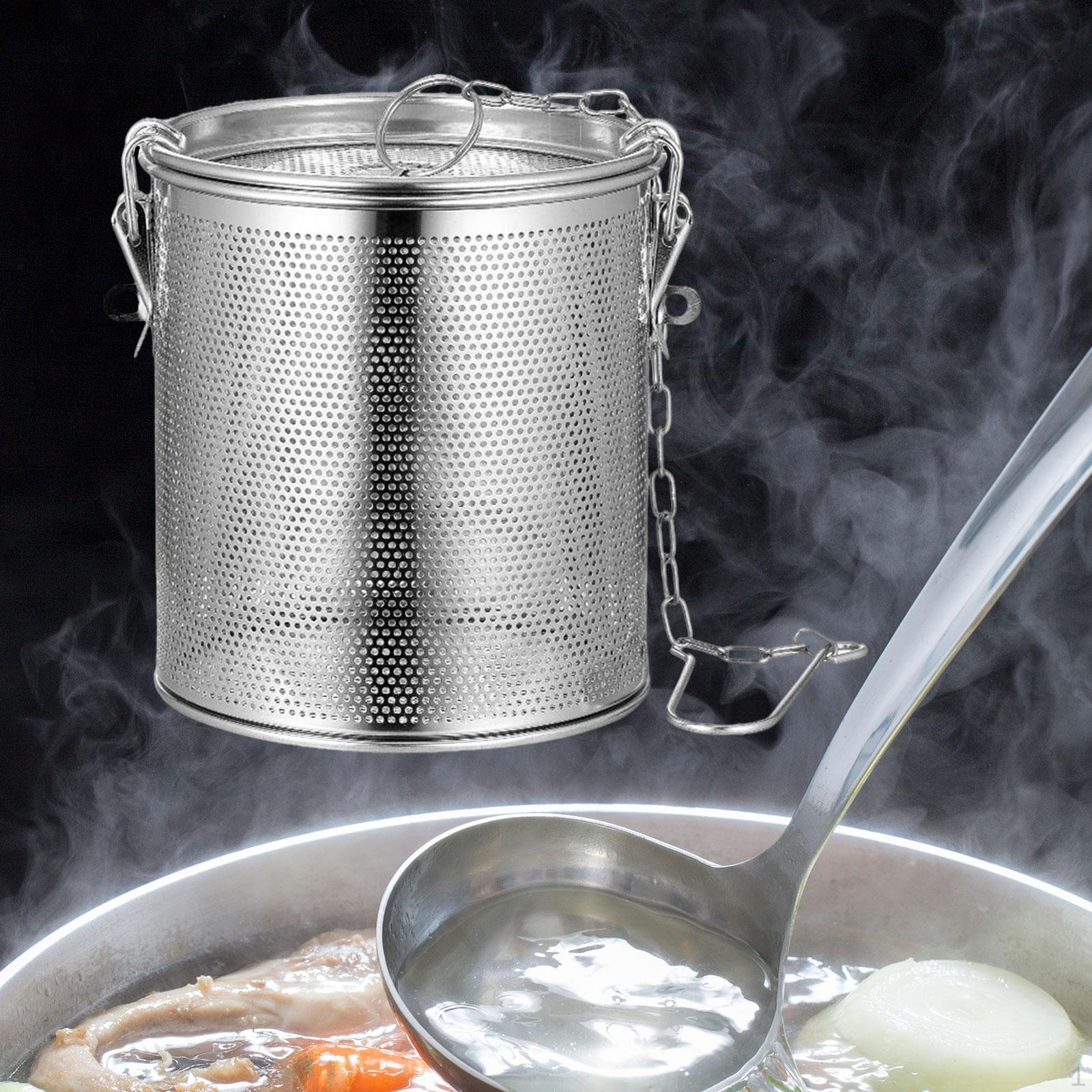 

Корзина-сито для приготовления чая с цепочным крючком, ситечко из нержавеющей стали для заваривания листового чая 12x12cm