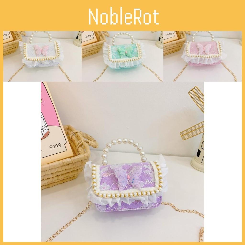 Lace Stylish Cute Childrens Bag Beautiful Butterfly Pearl Handbag For Girls Toddler