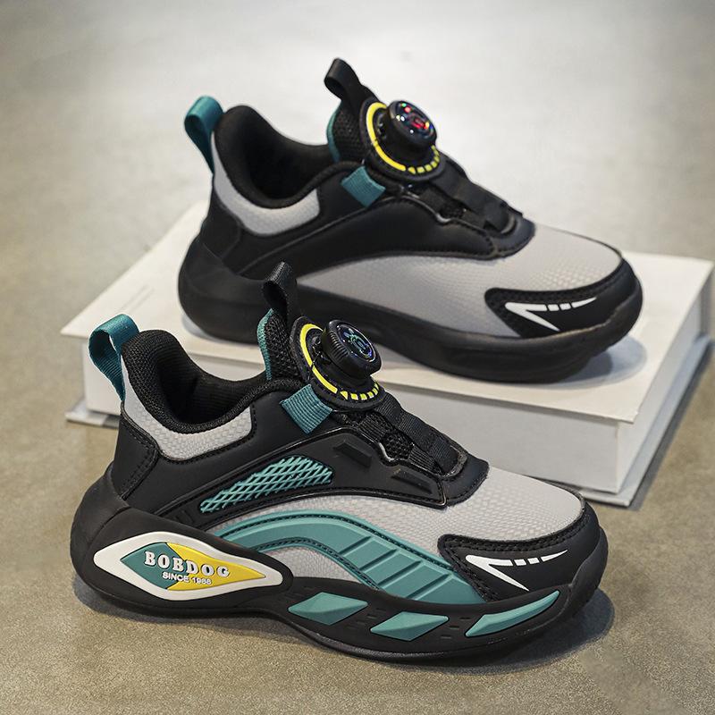 Boys shoes 2025 autumn and winter leather waterproof rotating buckle children and girls breathable dad shoes sneakers 40