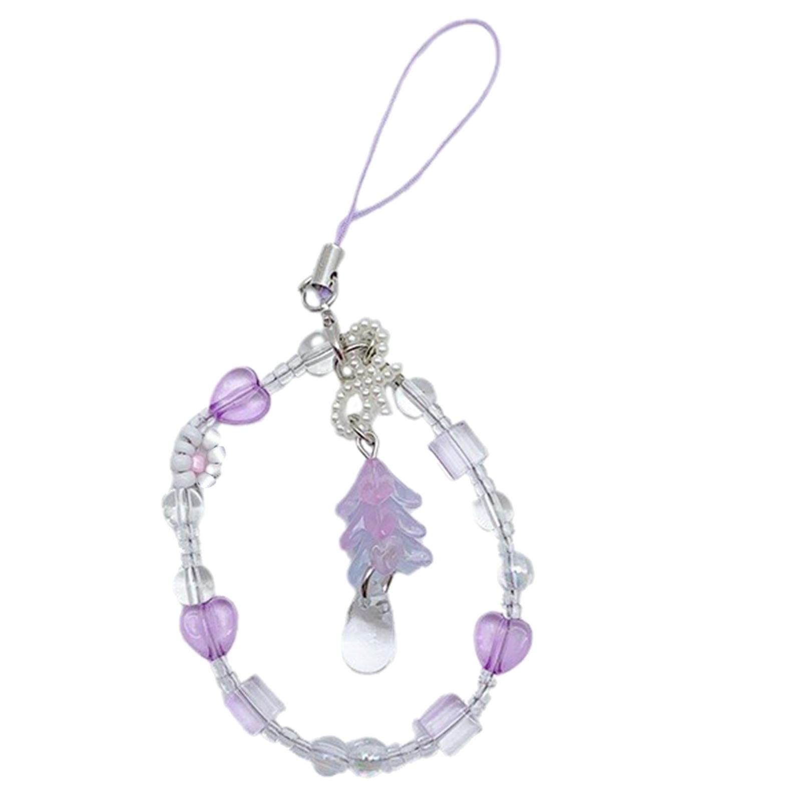 

Стильный кулон из бусин, цепочка для телефона, украшение в виде сердца, подвеска для мобильного телефона из бусин, аксессуар-шнурок для телефона для женщин и девушек фиолетовый