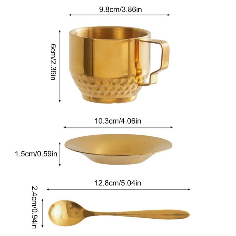 Stainless Steels Insulated Coffee Cups with Spoon and Saucer Double Walled Coffee Mugs Drinking Cups Drinkware Enduring