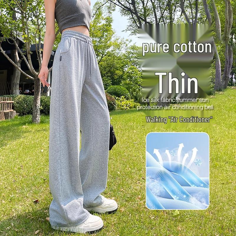 Women's 2024 Fleece-Lined Sports Sweatpants: Drape, Narrow, Slimming Straight, and Wide Leg Styles for Spring & Autumn