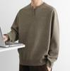 Luxurious Wool Henley Sweater: Autumn & Winter Loose Fit Knit for Men