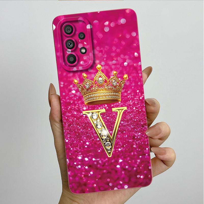 Phone Case for Samsung Galaxy A72 A52 A52S 4G 5G Liquid Silicone Soft Shockproof Lens Protective Cover Luxury Crown Letter Cases