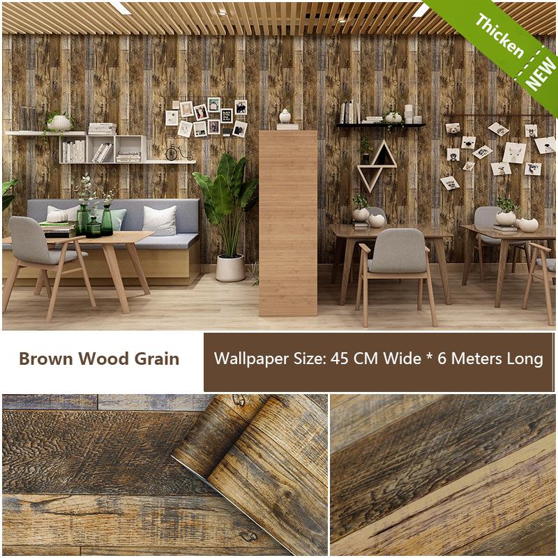 Verdickte Retro Selbstklebende Tapete Simulation Holz Wanddekorationsaufkleber 3D Matt Geprägt Heimdekoration Tapete