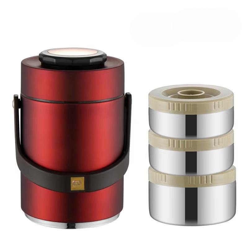 

2000 мл 304 нержавеющая сталь вакуумная изоляция ланч-бокс портативный 3-слойный вакуумный изолированный контейнер 3-слойный вакуумный изолированный контейнер 2300ML красный