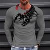 Men Long Sleeve Crewneck Print Fierce Animal Pattern Y2K Fashion Men's Shirt Long Sleeve Street Retro Style Men's Wear