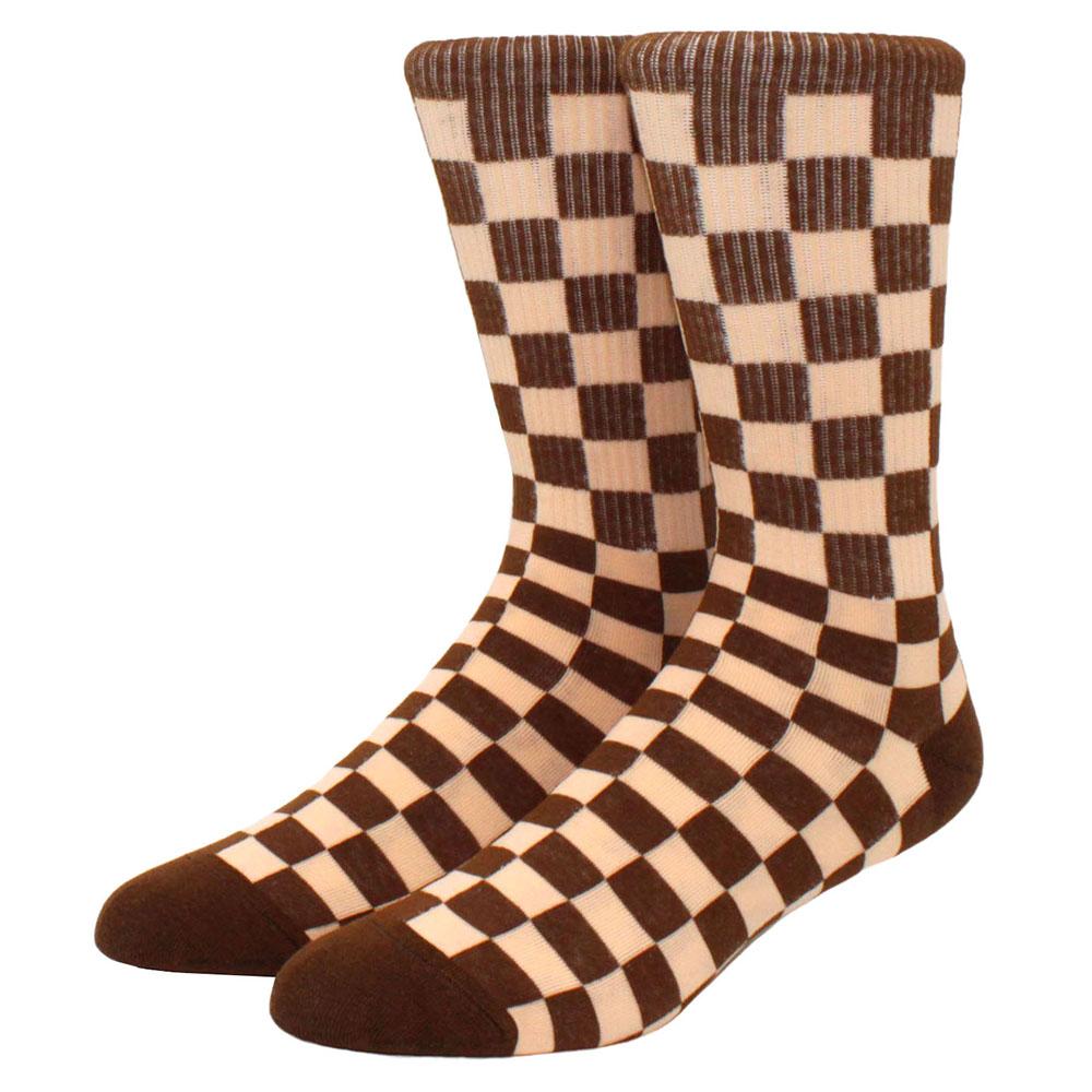 1 paire de chaussettes amusantes de skateboard hip hop à carreaux et flammes éclair pour hommes