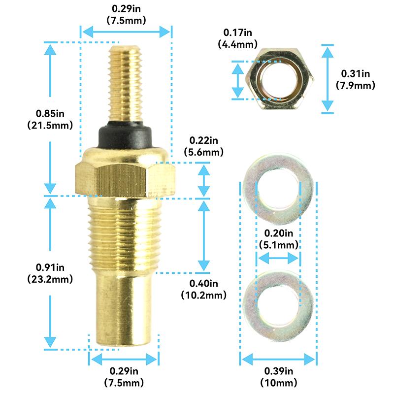 12V 1/8 NPT Racing Car Oil Temp Sensor Water Temperature Sensor Water Temp Sensor Gauge Sensor TSU01