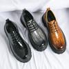 Modische Herrenschuhe PU Großer Zeh Dicke Sohle Abriebfeste Schuhe Britische Schnürschuhe Business Büro Derby Schuhe Größen 38-45 Herrenschuhe