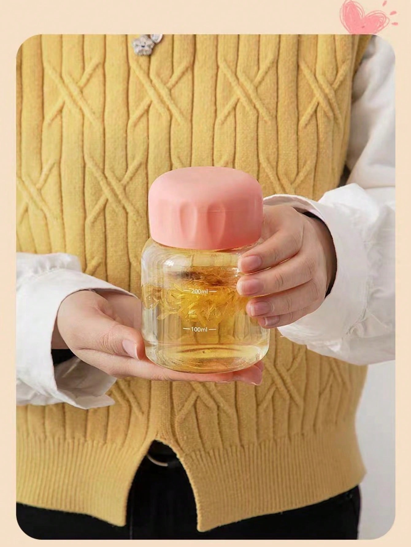 1PC mini water cup, glass milk cup, women s coffee milk cup, portable with high appearance, chubby cup, cute cup 301-400ml розовый