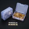 DRELD 100pcs 8*10mm Brass Cabinet Door Luggage Mini Hinge Cupboard Door Decorative Hinges for Jewelry Wood Box +Nail+Storage Box