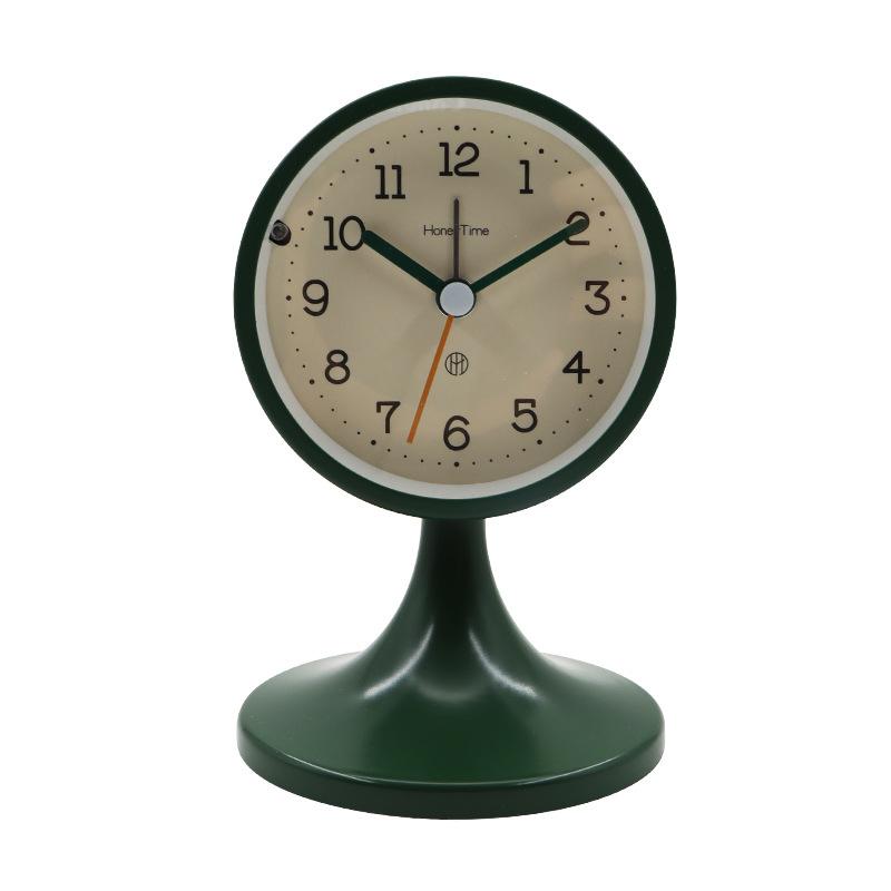 

New Simple Round Metal Desk Clock Digital Living Room Study Decoration Standing Silent Alarm Clock Modern Simple