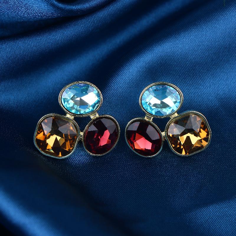 Square Oval  Geometric Stud Earrings For Women Medieval Vintage Light Luxury Simple Jewelry