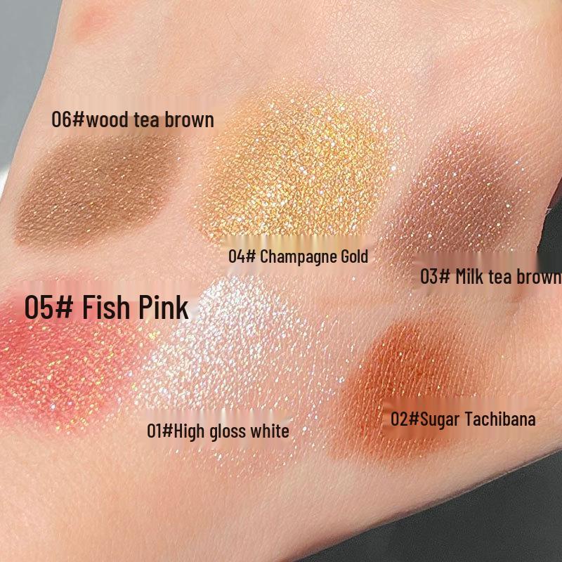 FOMIX Dual-Color Iridescent Eyeshadow Stick: Smudge-Proof, Pearlescent, Brightening, Pigmented Highlighter for Under-Eye and Shadow.