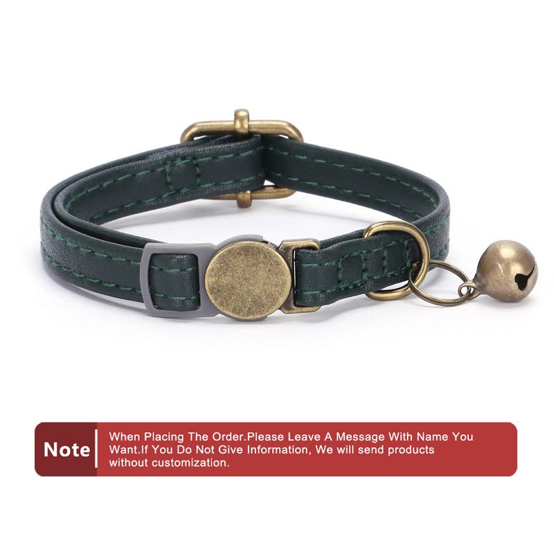 Classic Custom Personalized Leather Cat Dog Collar with Name Plate Engraved Cute Puppy Kitten Dog Cat Collars for Small Medium Cats Dogs