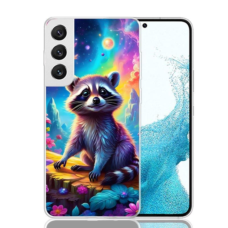 Waschbär Niedliches Tier Handyhülle Für Samsung Galaxy S26 Ultra S23 S24 S25 Edge S20 FE S21 S22 Plus Weiche Druck Hülle Abdeckung Fundas G