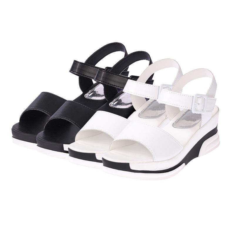 Fashion 2025 Summer Shoes Woman Platform Sandals Women Open Toe Soft Leather Casual Gladiator Wedges Women Shoes Flats