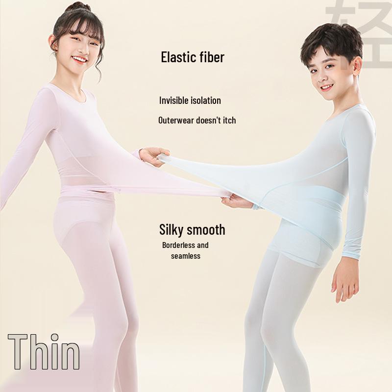 Unisex Children's Seamless Round Neck Base Layer for Warmth and Skin Beauty
